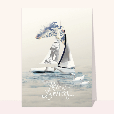 Anniversaire une girafe, un bateau et des signes