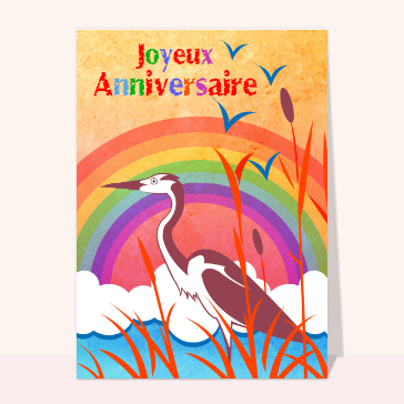 Joyeux anniversaire heron et arc en ciel