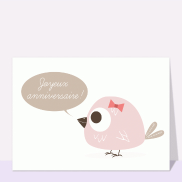 Carte anniversaire animaux : Petit oiseau moignon joyeux anniversaire