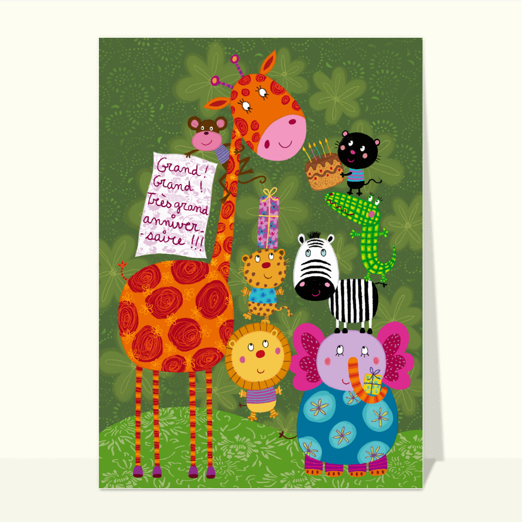 Carte De Joyeux Anniversaire. Illustration Mignonne De Kawaii Avec L Ours Super Chouette Chat D Animaux Vecteur 193268016