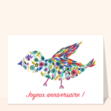 Joyeux anniversaire et petite oiseau coloré