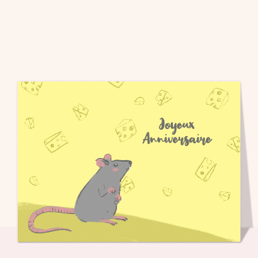 Carte Joyeux anniversaire petite souris