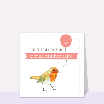 Joyeux anniversaire par un rouge gorge