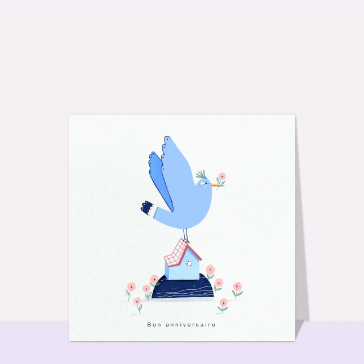 Carte Bon anniversaire oiseau voyageur