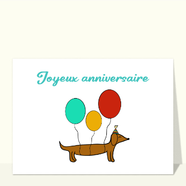Joyeux anniversaire petit chien et ses ballons