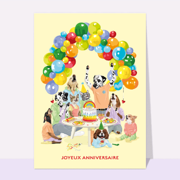 Fête d`anniversaire famille de chiens