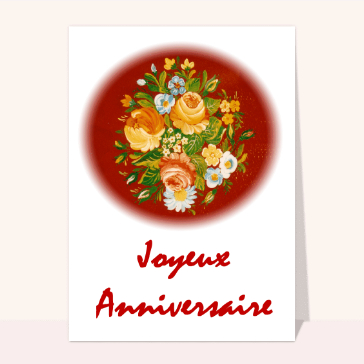 Carte anniversaire fleurs : Peinture de fleurs sur bois