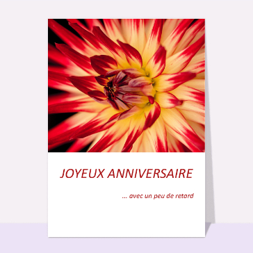 Carte anniversaire fleurs : Joyeux anniversaire avec un peu de retard