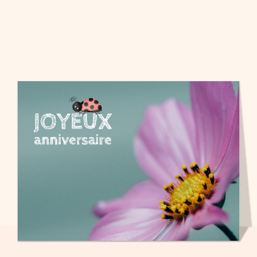 Carte anniversaire fleurs : Joyeux anniversaire joie santé et amour