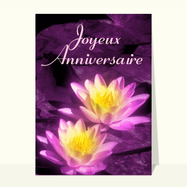 Carte anniversaire fleurs : Joyeux anniversaire et fleurs