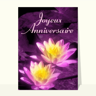 Carte Joyeux anniversaire et fleurs
