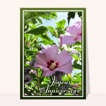 Carte Joyeux anniversaire fleur rose