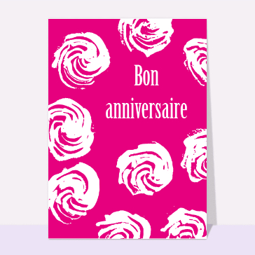 Carte anniversaire fleurs : Bon anniversaire et tampons de fleurs