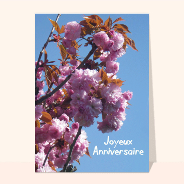Carte Joyeux anniversaire fleurs roses