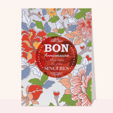 Carte anniversaire fleurs : Des fleurs d'anniversaire à la peinture