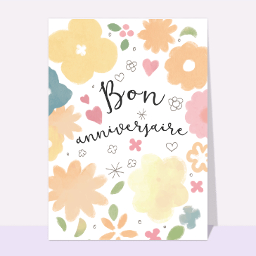 Carte anniversaire fleurs : Pochoir de fleurs et bon anniversaire