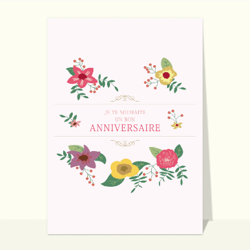 Joyeux anniversaire entouré de fleurs