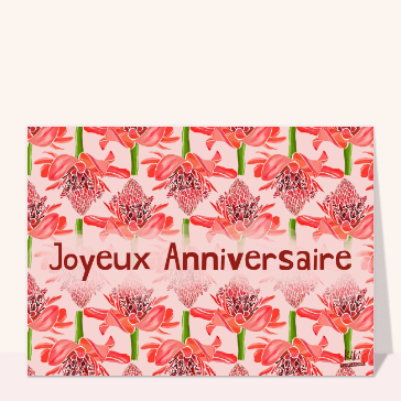 Joyeux anniversaire et fleurs de gingembre