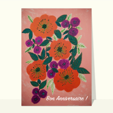 Bon anniversaire et fleurs rouge à la peinture