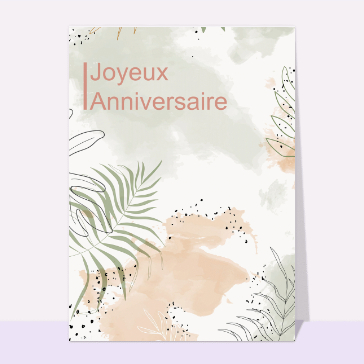 Joyeux anniversaire tons nature avec motifs végétaux