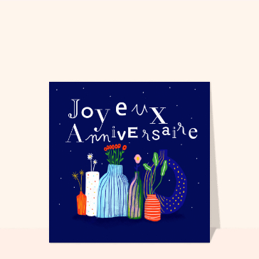 Joyeux anniversaire et vases colorés
