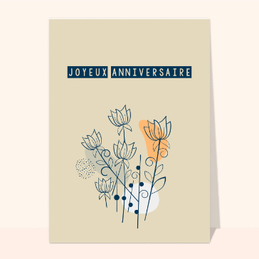 Carte Joyeux anniversaire fleuri