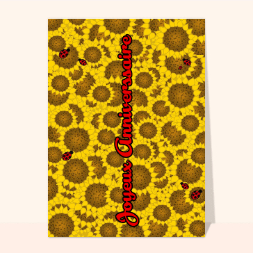 Carte Joyeux anniversaire et tournesols
