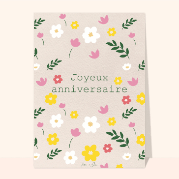 Carte anniversaire fleurs : Un anniversaire fleuri