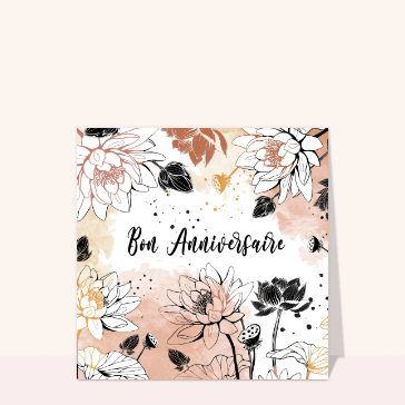 Bon anniversaire encre de chine et aquarelle