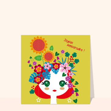Carte Joyeux anniversaire couleurs de l`été