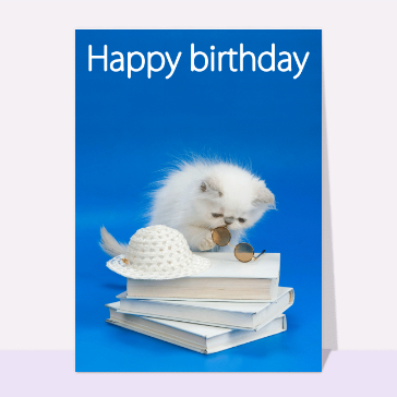 Carte anniversaire chat : Petit chaton happy birthday