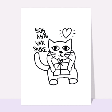 Bon anniversaire du chat mal dessiné