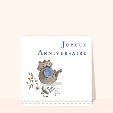 Joyeux anniversaire petit chat et sa pelote