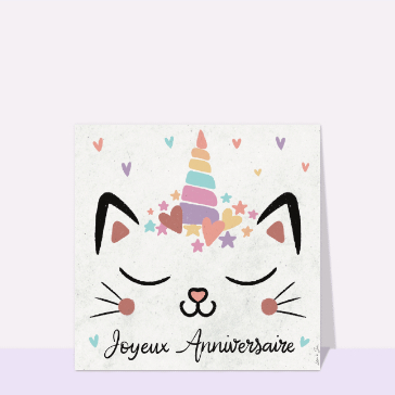 Carte Joyeux Anniversaire Chat Licorne : Envoyer une vraie Carte Anniversaire  Chat dès 0,99€ - Merci Facteur