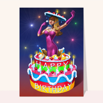 Carte Happy birthday et pin-up