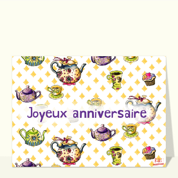 Joyeux anniversaire autour d`une tasse