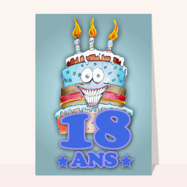 Carte anniversaire 18 ans : Gâteau bleu pour ses 18 ans