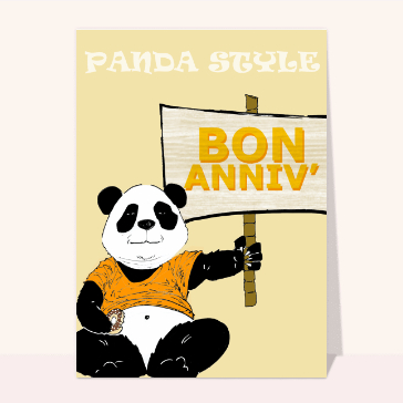 Carte anniversaire Ado : Bon anniv panda style