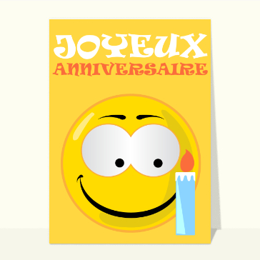 Carte anniversaire Ado : Joyeux anniversaire Smiley et bougie