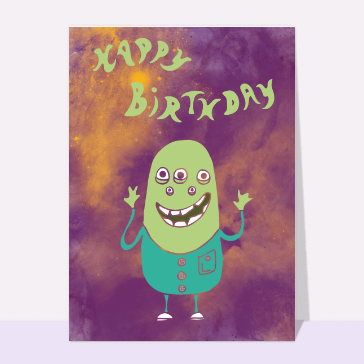 Carte anniversaire Ado : Happy birthday petit extra terrestre