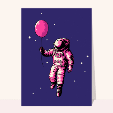 Souhaiter un anniversaire : Astronaute rose