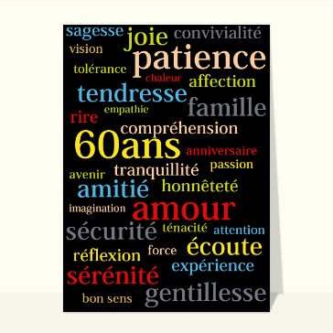 Plein de mots doux pour les 60 ans