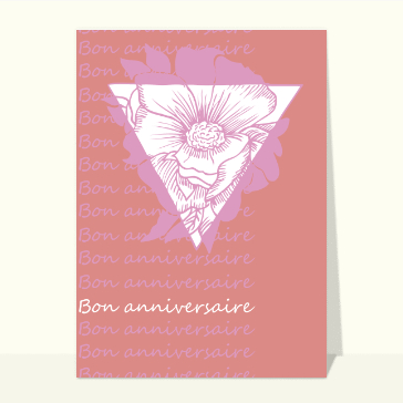 Bon anniversaire et jolie gravure de fleur