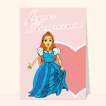 Carte anniversaire enfant : Anniversaire de jolie princesse