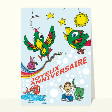 Carte anniversaire enfant : Les oiseaux rigolos d'anniversaire