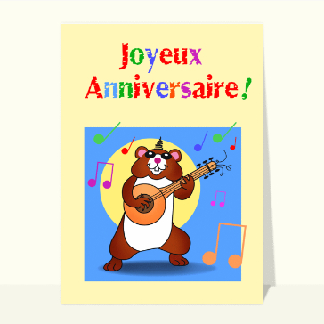 Carte anniversaire enfant : Hamster musicien