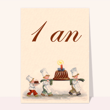 Carte anniversaire enfant : Un an et une bougie