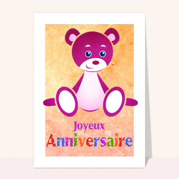 Carte anniversaire enfant : Petit nounours joyeux anniversaire