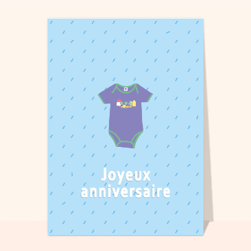 Carte anniversaire enfant : Joyeux anniversaire bébé garçon