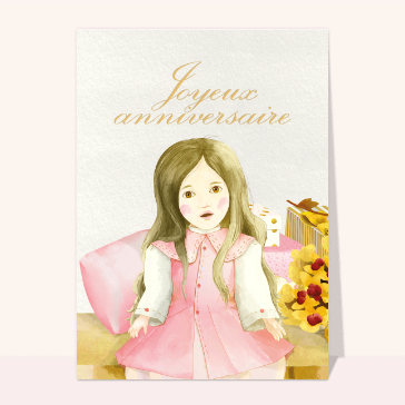Joyeux anniversaire petite poupée rose
